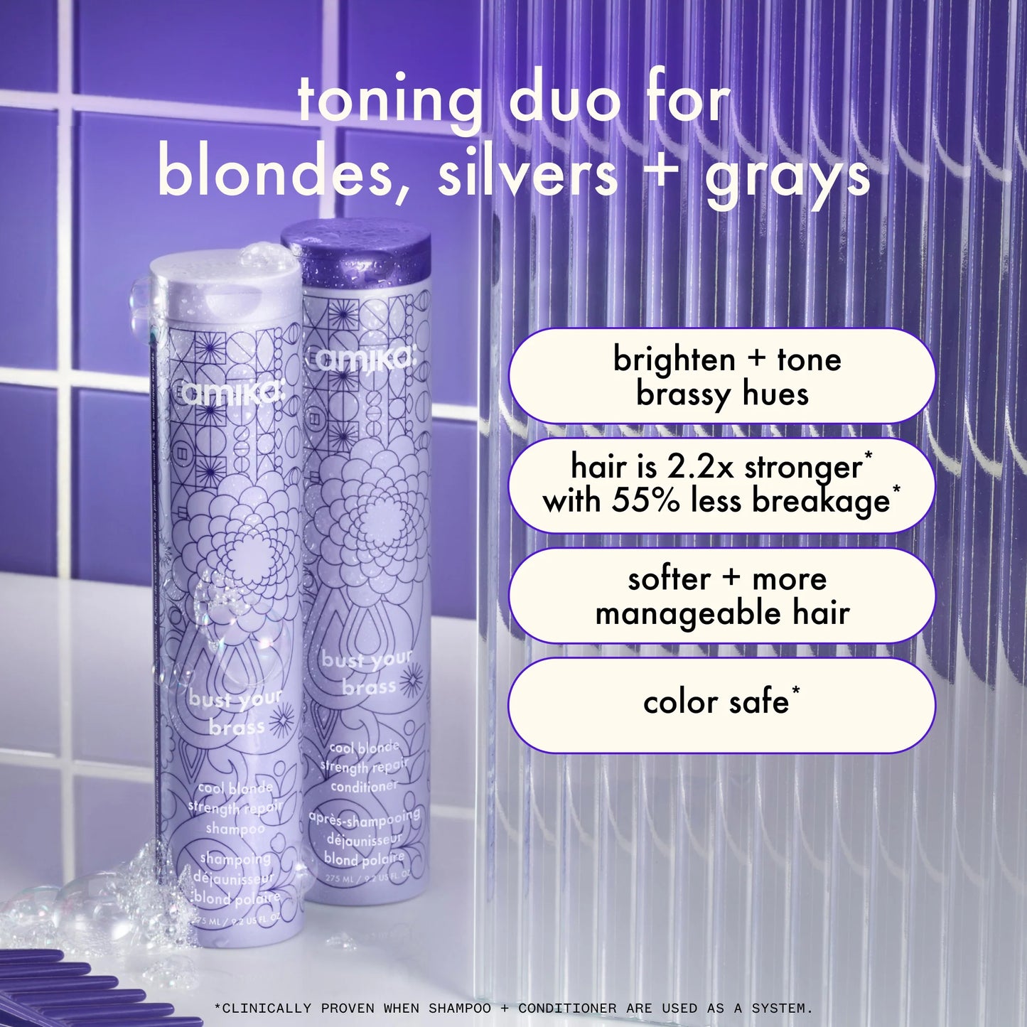 AMIKA: Bust Your Brass Cool Blonde Strength Repair Shampoo