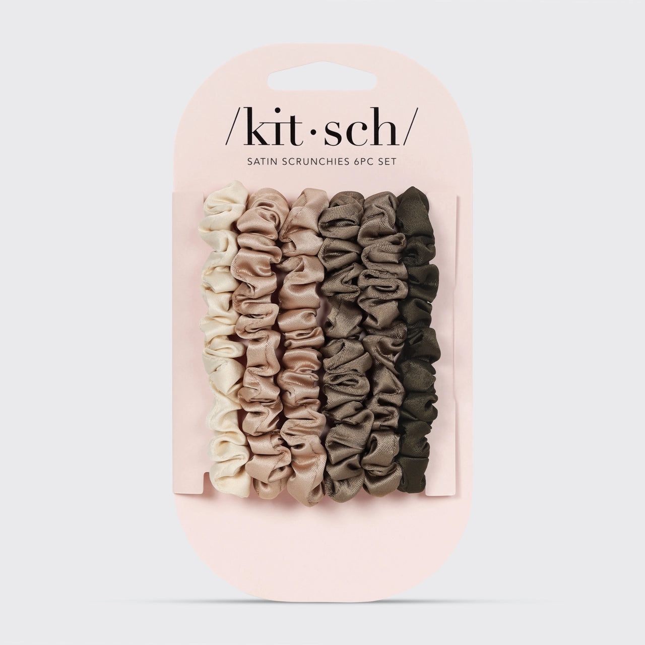 KITSCH Ultra Petite Satin Scrunchies 6pc - Eucalyptus