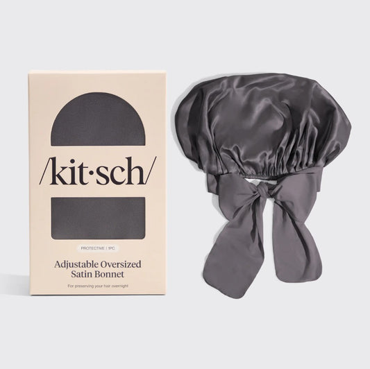 KITSCH Adjustable Satin Bonnet - Charcoal